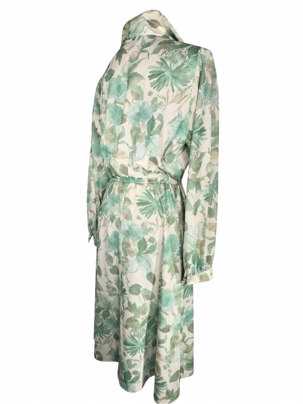 Vintage 1970s Malouf of Dallas Floral Shirtwaist Midi Dress 13/14 - Picture 4 of 7